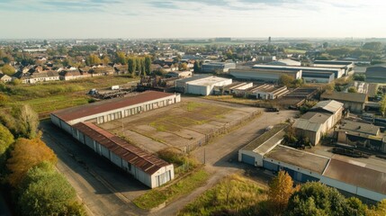 Obraz premium Aerial View of Abandoned Industrial Complex