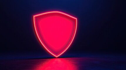 A glowing red shield symbol against a dark background, representing protection, security, or defense.