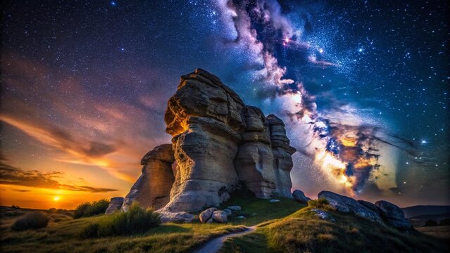 Night Photography of Roche Moutonn&eacute;e in Limestone - Dramatic Landscape