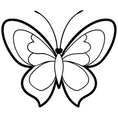 Fototapeta premium Heart Wings Butterfly Outline Art