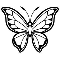 Heart Wings Butterfly Outline Art
