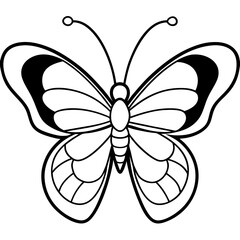 Heart Wings Butterfly Outline Art