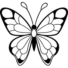 Heart Wings Butterfly Outline Art