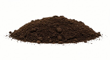 Pile of rich organic soil isolated on a white background, gardening and agriculture concept  
