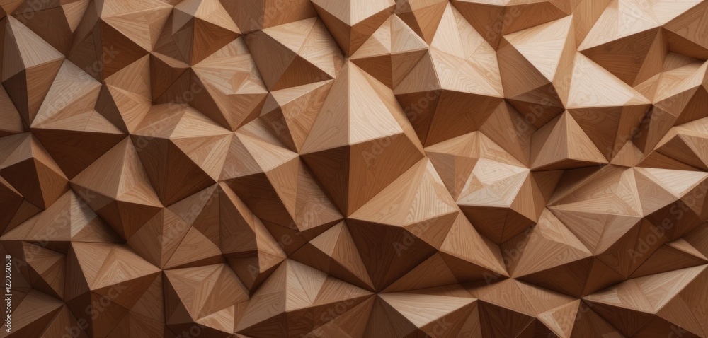 Poster abstract wooden geometric texture creating three-dimensional pattern with triangle facets