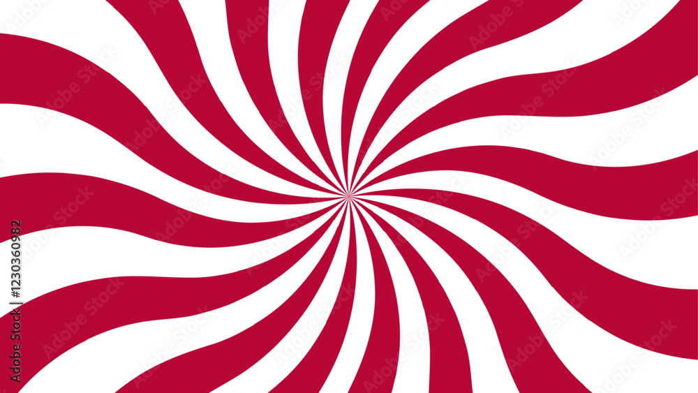 Poster Abstract background with Classic vintage sun rays pattern. Red swirling pattern background with Vortex starburst spiral twirl strips. Comic design element. Vintage beam sunburst texture. 