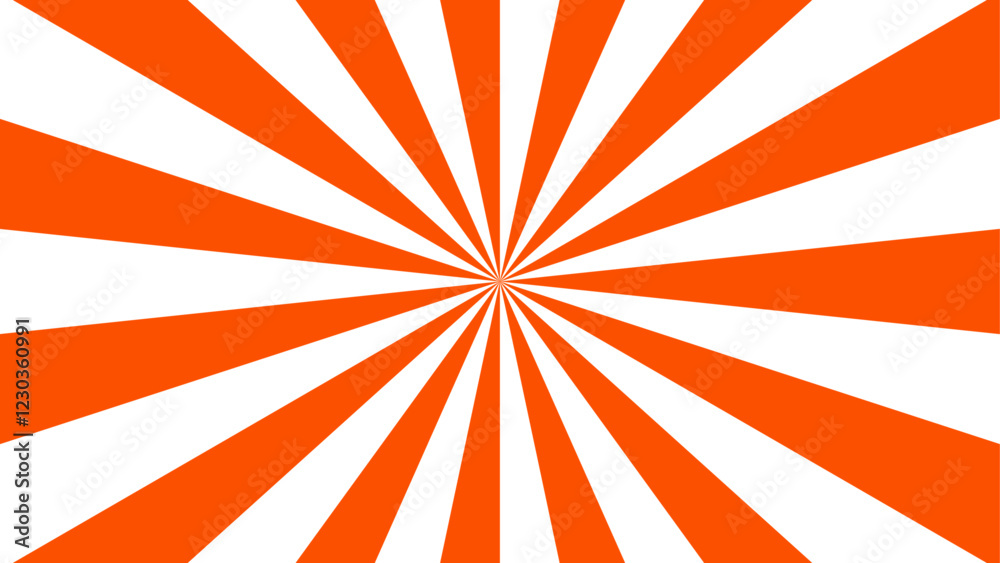 Poster Abstract background with Classic vintage sun rays pattern. Orange swirling pattern background with Vortex starburst spiral twirl strips. Comic design element. Vintage beam sunburst texture. 