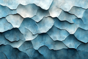 Fototapeta premium Abstract Blue Textured Mountainous Landscape Art