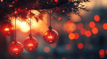 red decorative bulbs in the garden