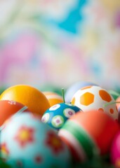Colorful easter eggs with a multicolored background easter egg holiday illustration celebration easter