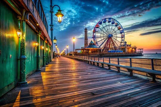 Ocean City NJ Boardwalk Night Photography - Urban Exploration, Decaying Beauty