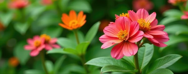 Fototapeta premium Sida cordifolia plant in a garden with other flowers, garden decor, bouquet, cut flowers