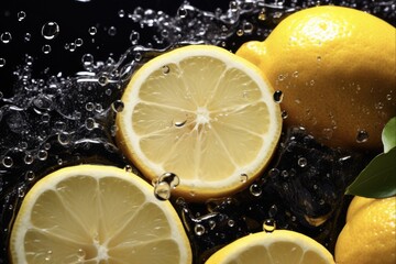 Healthy Refreshing Lemon Black Water on White Background - Perfect for Organic Food and Health