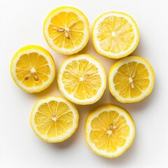 Fresh Lemon Slices Displayed on White Background for Culinary Use
