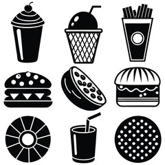 create 9 different simple and food and drink vector
