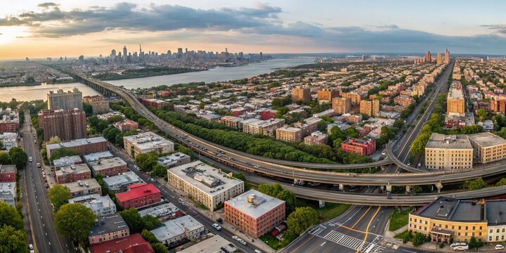 Panoramic Aerial View of Brooklyn's Road Network and Neighborhoods