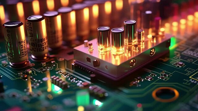 A zoomedin view of a capacitor or circuit board with diagnostic probes attached capturing the essence of advanced troubleshooting techniques aiming to reduce downtime.