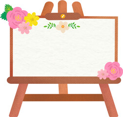 easel with flowers