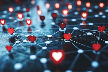 An abstract digital background representing charity and selfless giving, featuring glowing hands offering light or energy.