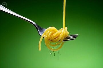 Fork with whirlpool on green background.