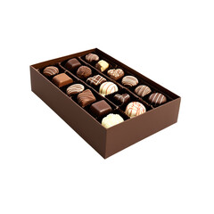 opened box of chocolates isolated on transparent background