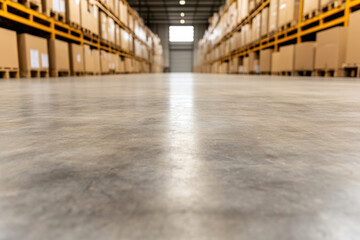 Obraz premium A warehouse with a lot of boxes and a lot of empty space