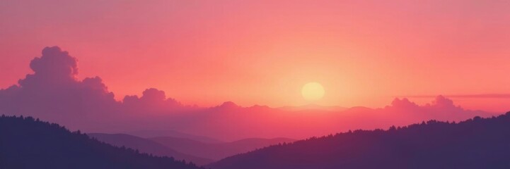 Obraz premium Warm orange hues fade into soft pink clouds, serene landscape at dusk, color gradation, sunset colors, sunsets