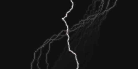 Thunder Stock Image In Black Background. Massive lightning bolt with branches isolated on black background.