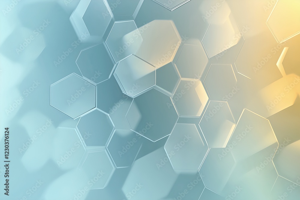 Aufkleber Overlapping transparent hexagons with subtle gradient fills