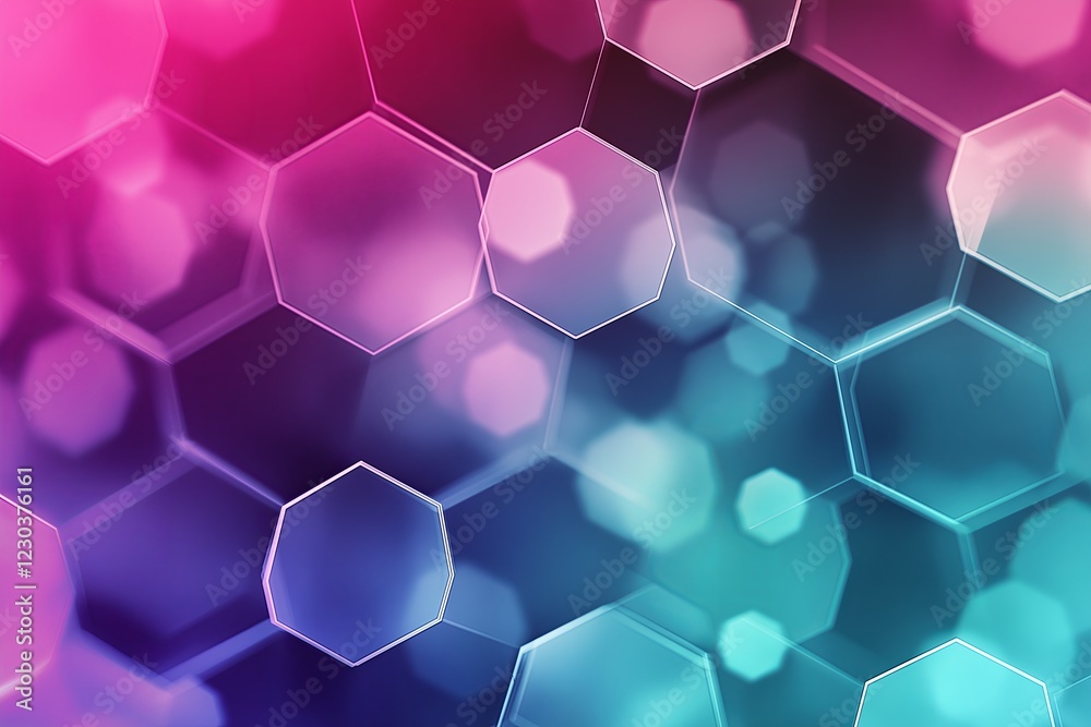 Poster Overlapping transparent hexagons with subtle gradient fills