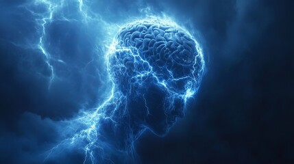 A thought provoking illustration of a brain surrounded by a chaotic storm symbolizing the clash of ideas emotions and intellect in a tumultuous yet enlightening atmosphere of creativity