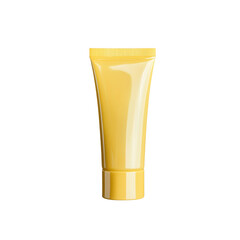 Yellow plastic tube of cream isolated on transparent background