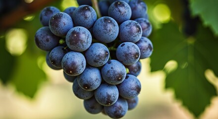 Ripe Red Grapes Hanging on Vine Vineyard Fruit Nature