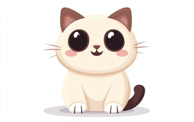 Fototapeta premium Cute cartoon cat sitting, white background, children's book illustration (4)