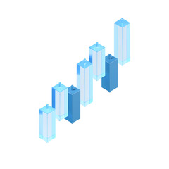 Abstract glass candlestick chart. Isolated. Transparent background. Glassmorphism. Translucent. 3d illustration.