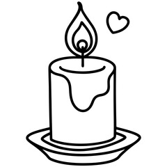 Heartwarming Candle Line Art Design