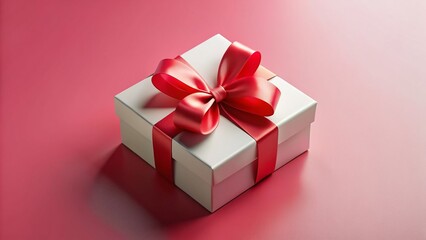 Obraz premium Pastel Pink Background, Open White Gift Box with Red Ribbon, 3D Rendered Product Mockup for Festive Gifts