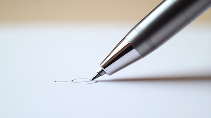 Closeup of a pen marking important figures on a business report