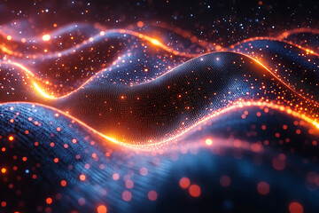 An abstract digital background representing charity and selfless giving, featuring glowing hands offering light or energy.