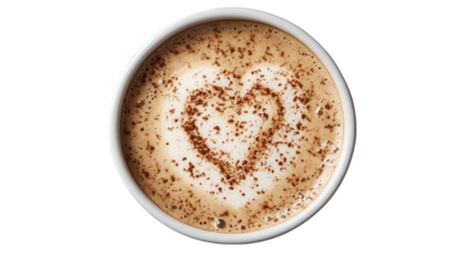 Heart latte art close up shot perfect for coffee lover or cafe promotion