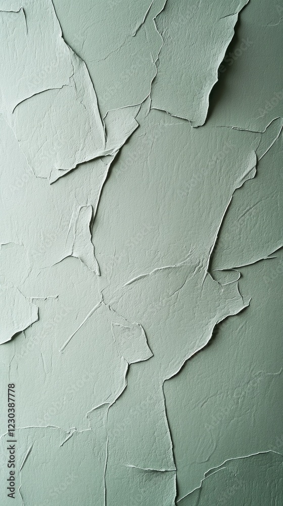 Poster soft shades of green create a soothing backdrop filled with intricate textures, inviting creativity 