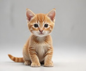 Obraz premium small adorable orange tabby kitten isolated on a plain white surface, calm cat, cute kittens, small furry friend
