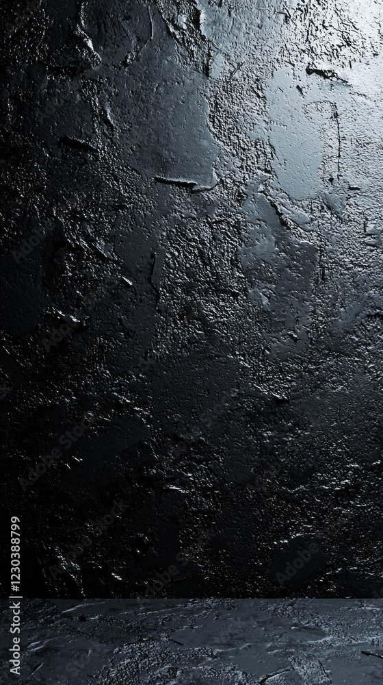 Poster A dark gray matte surface with intricate textures captures light, inviting exploration and evoking creativity in a minimalist setting, ideal for artistic inspiration