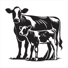 Dairy cow and calf vector © ShahAlam