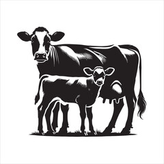 Dairy cow and calf vector
