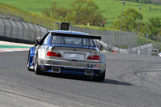 Scarperia, 5 April 2024: BMW M3 E46 GTR year 2001 in action during Mugello Classic 2024 at Mugello Circuit in Italy.