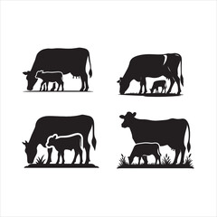 Dairy cow and calf vector