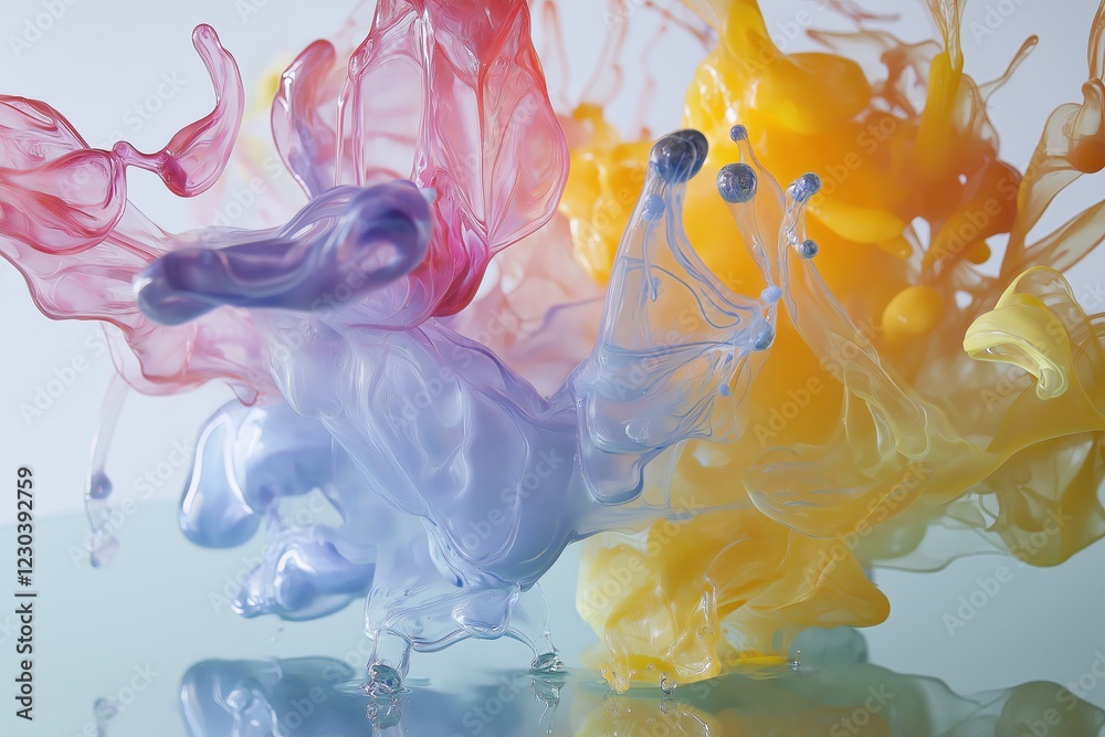 Poster Translucent blobs of liquid creating an underwater illusion