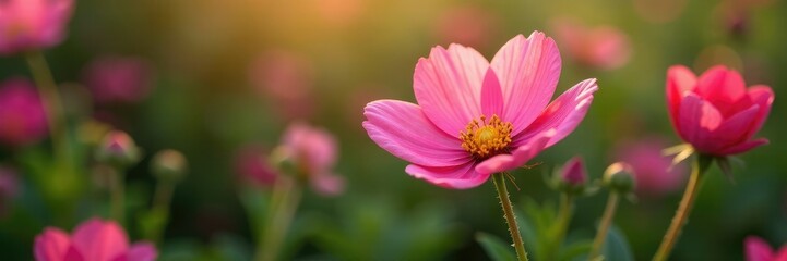 Fototapeta premium Flor rosa de jacinto con p?talos delicados en el fondo de jazminos, naturaleza, primavera, jacinto