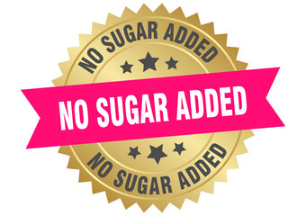 no sugar added. no sugar added round pink and gold label isolated on transparent background